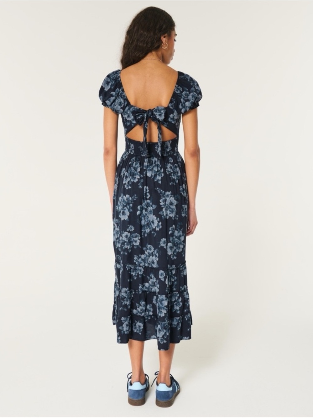Hollister Floral Bow Tie Back Slit Side Dress - Picture 7 of 7